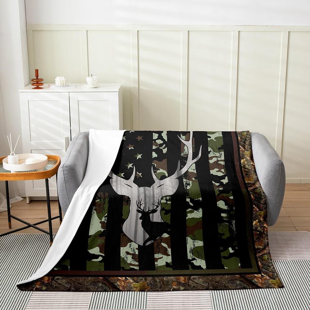 Japanese Style Soft Warm BlanketRainbow Butterfly Throw BlanketCherry Blossoms Fleece BlanketInk Painting Style Fuzzy Blanket