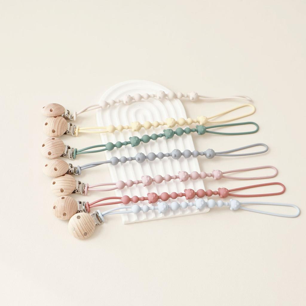 Solid Color Silicone Pacifier Chain Clips Baby Boys Girls Pacifier Gum Chain Bite Music Teeth Grinding Stick Toy Anti Loss Rope