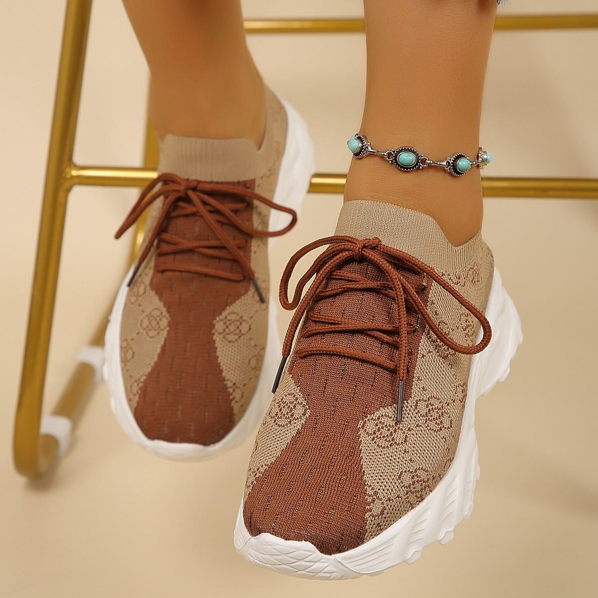 

Большие размеры Fly-Woven Mesh Lace-Up Platform Sports Single Shoes Women s Fashion Casual Shoes 36