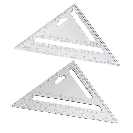 Dreieckiges Lineal, hochpräzises, kompaktes, tragbares, multifunktionales Lineal mit doppelter Lasergravur, Mess- und Layoutwerkzeug für Zimmerleute