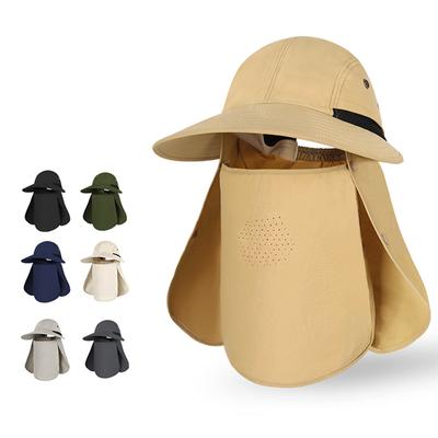 Angelhut mit Maske Abnehmbarer Sonnenhut Kappe Outdoor Sonnenschutz Breite Krempe Camping Jagd Wandern Maske Schal Hüte Wasserdichter Fischerhut