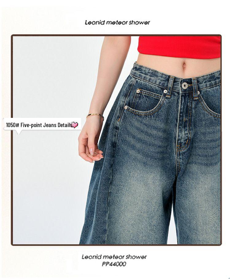 Women's High-Waist Relaxed Denim Shorts - American Retro Style
