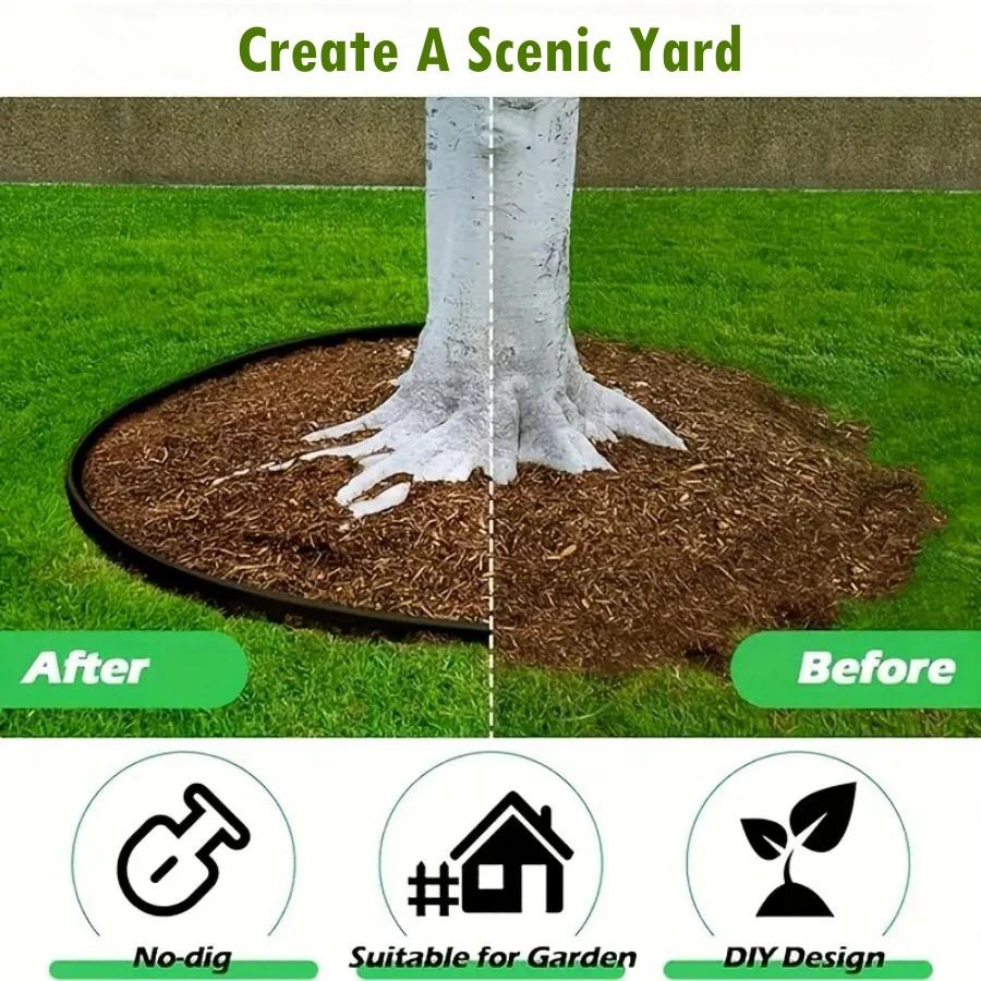 5M Fixed Garden Barrier Lawn Grass Plastic Edging Border Landscape Edging Garden Edge Kit With 15 Anchoring Spikes Easy Install