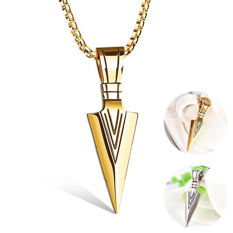 Men's Fashion Jewelry Gold Silver Arrow Head Pendant Long Chain Necklace Gift