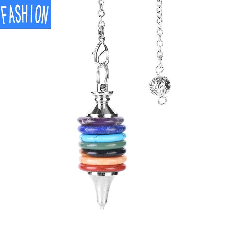 Lingdang-Schmuck für Männer und Frauen, Chakra-Dekorationsstil, siebenfarbiger Halbedelsteinkegel