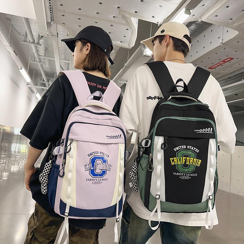 Schoolbag Unisex large-capacity personalized tooling style college student backpack Hong Kong style junior high school student backpack