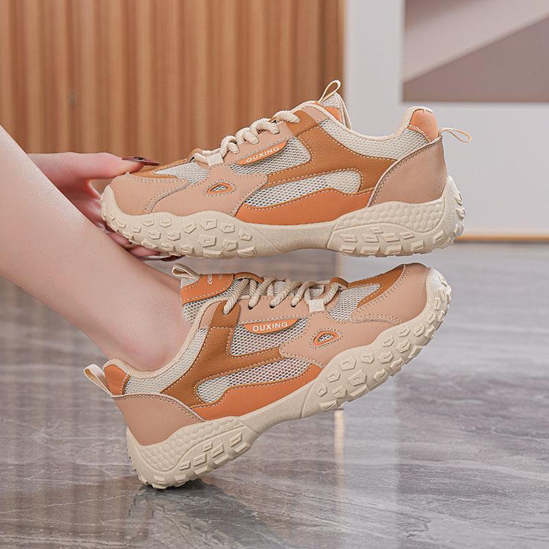 Spring and Autumn New mesh shoes ins lace-up soft sole comfortable student sports and leisure shoes Q