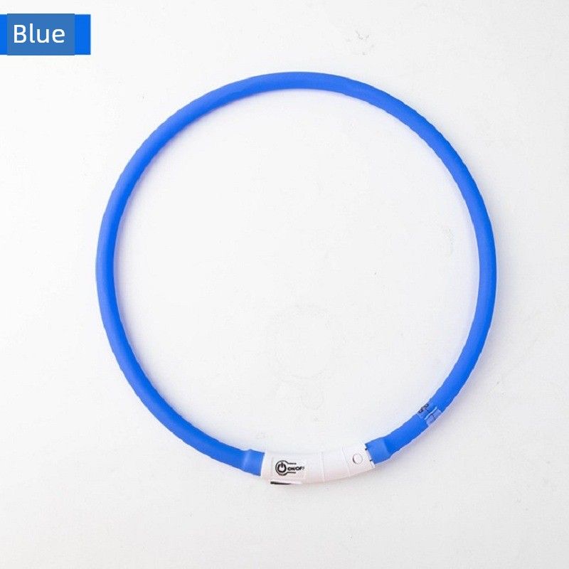 

Pet Supplies Shiny Dog Collar USB Rechargeable Silicone Dog Harness LED Lamp Beads Flash Dog Collar Can Be Cut All yards Blue