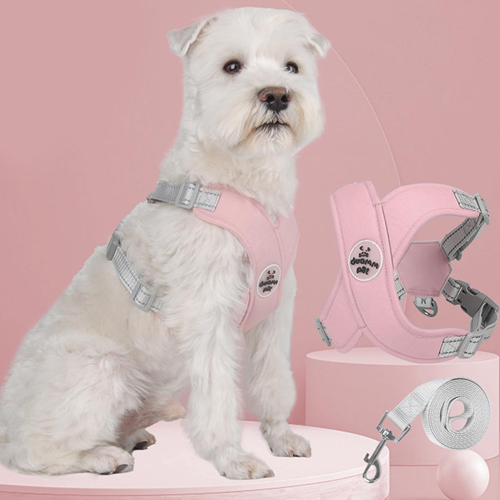 Dog Harness All-Weather Vest with Metal D-Ring Reflective Soft Harnesses with Leashes for Small Medium Dogs