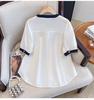 2026 Summer Korean High-End Color Block Loose Plus Size Cotton Short Sleeve Women's Shirt