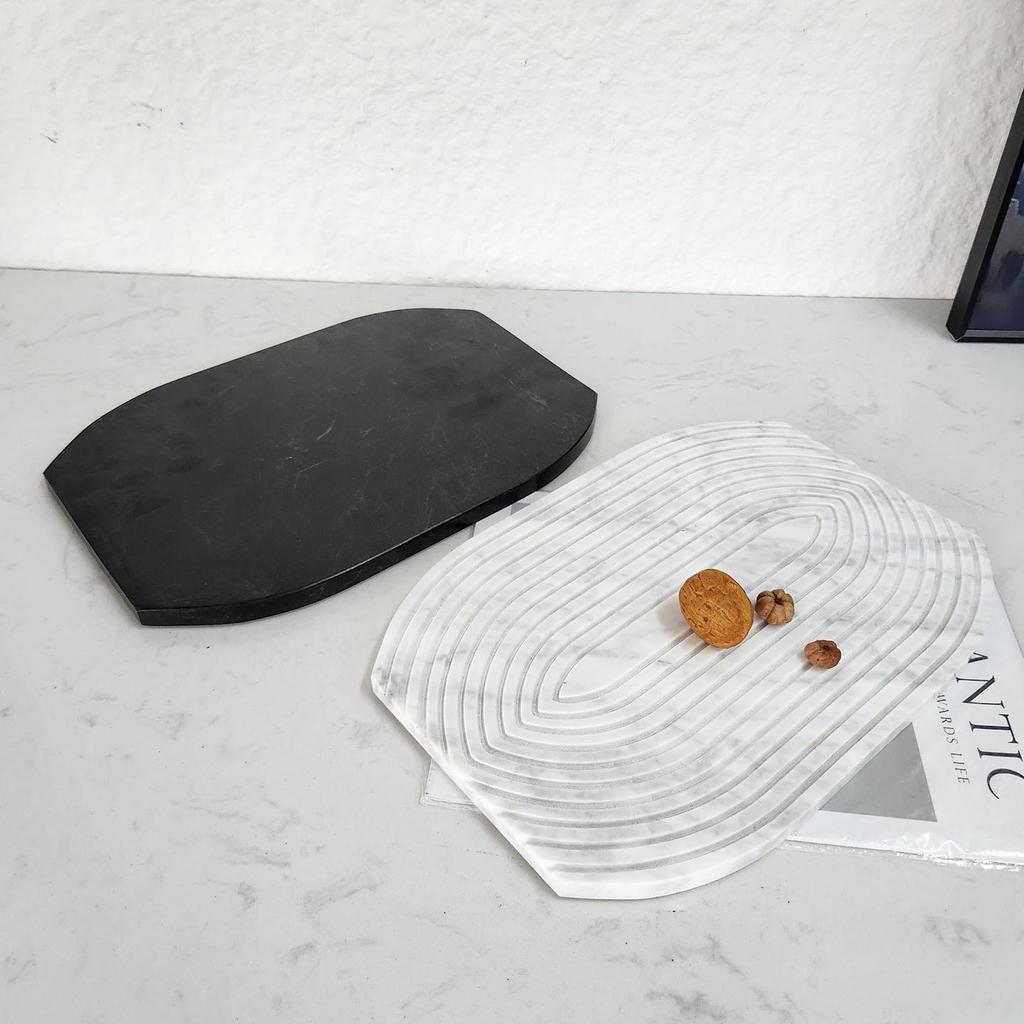 Modern Marble Tray Ornament for Living Room, Bedroom, and Hotel Décor