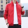 2022 Unisex Stand-Up Collar Baseball Jacket - Casual Three-Bar Design for Students