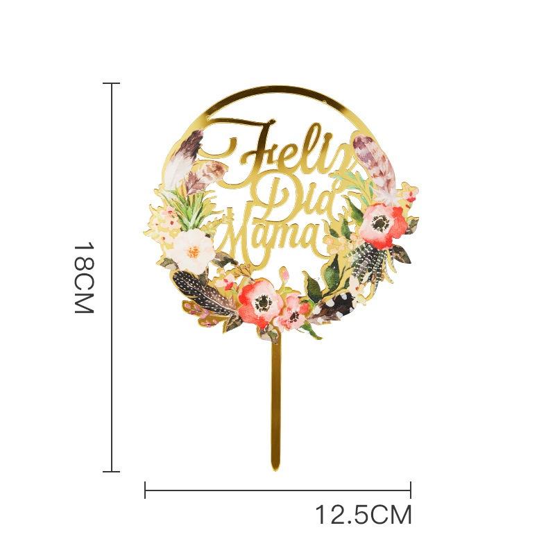 

1Pcs Acrylic Spanish Feliz Dia Mama Flower Mother S Day Cake Topper Plugin For Mother S Day Party Cake Decoration Supplies A8