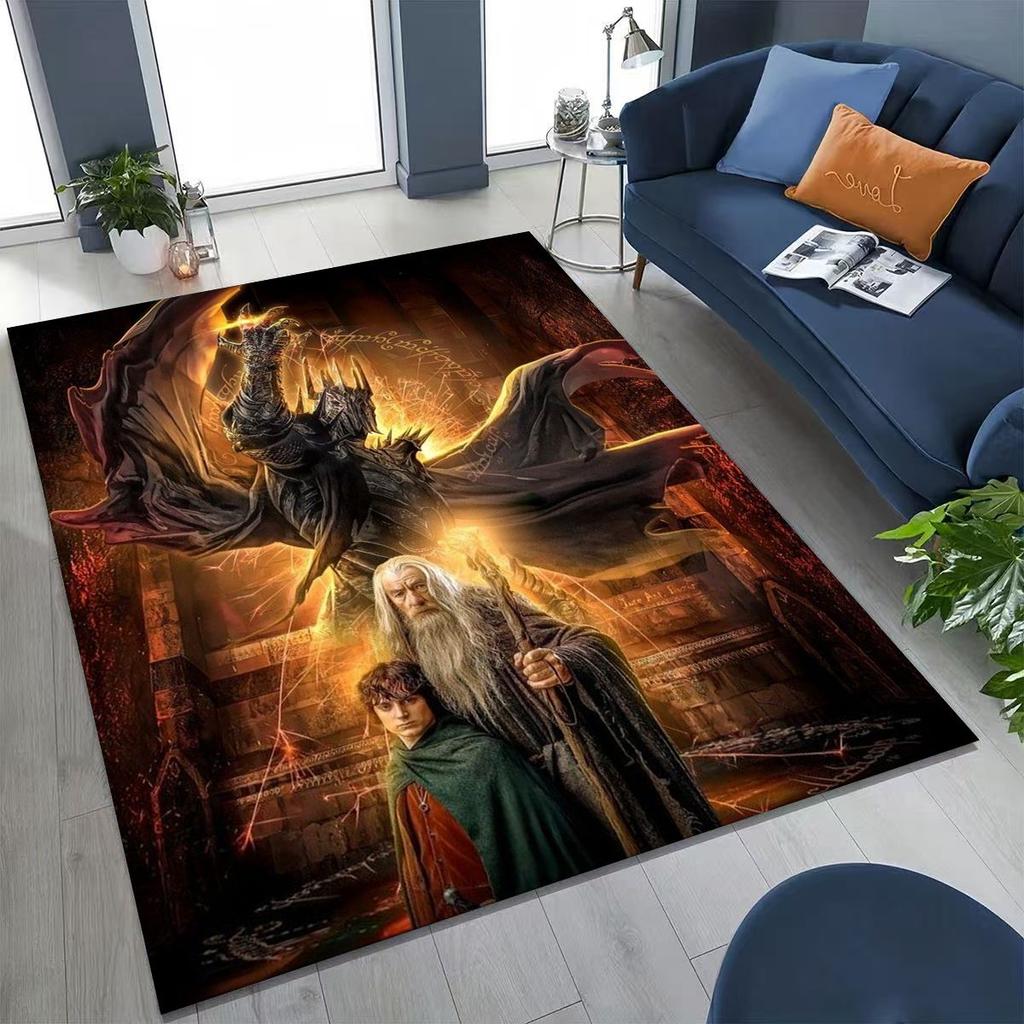 3D L-Lord of The Rings H-Hobbit Movie Board Rug for Bedroom Living Room Sofa Home Doormat Decor, Large Kids Non-slip Floor Mat