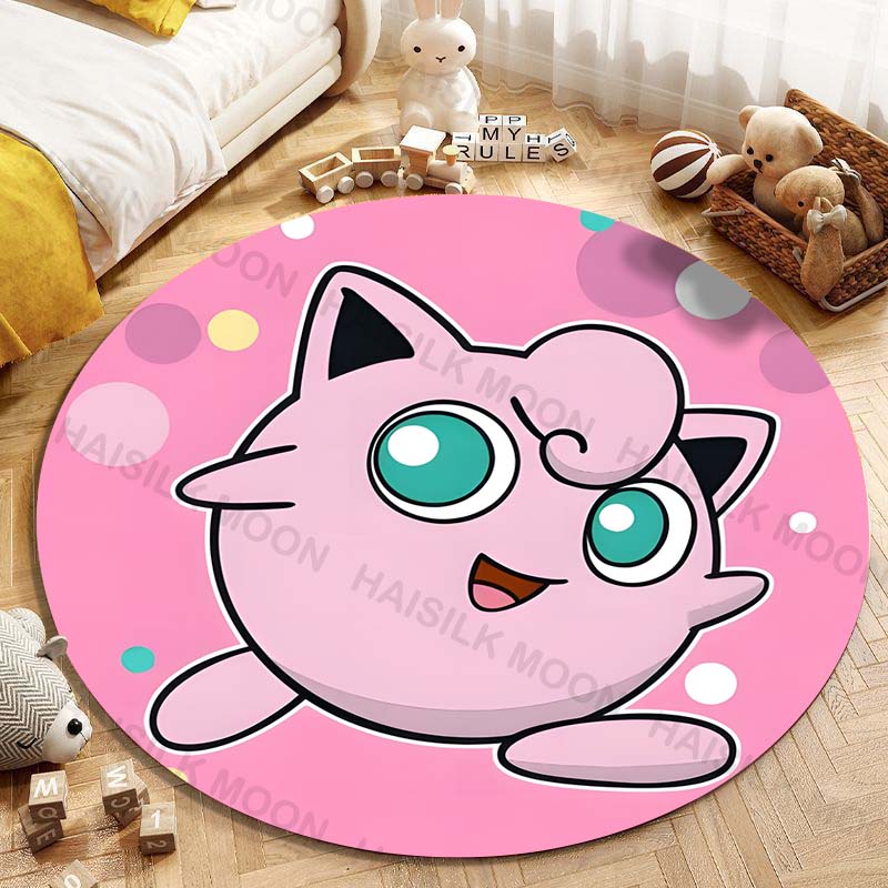 1 Pezzo Pokemon Jigglypuff Stampa Tappeto Rotondo Soggiorno Camera da Letto Tavolo e Sedia Divano Stanza dei Bambini Tappeto Decorativo Tappeto Potdemiel