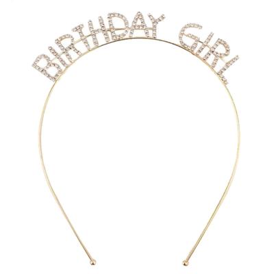 Diadema con incrustaciones de diamantes de imitación de Metal, aro para el pelo para niña de cumpleaños, suministros de corona para fiesta