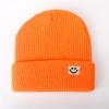 Cute Smiley Face Label Wool Hat Women's Autumn and Winter Warm Trend Versatile Ear Protector Black Knitted Hat Men