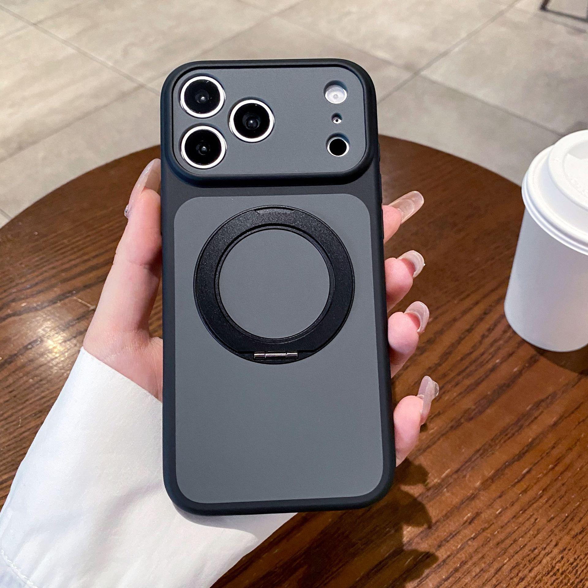 

Compatible with Apple 17Promax: Color-blocking Skin-Feel Phone Case with Rotating Magnetic Bracket, Fits 16PM, 15Promax Protective Cover. iPhone 14 Pro Max