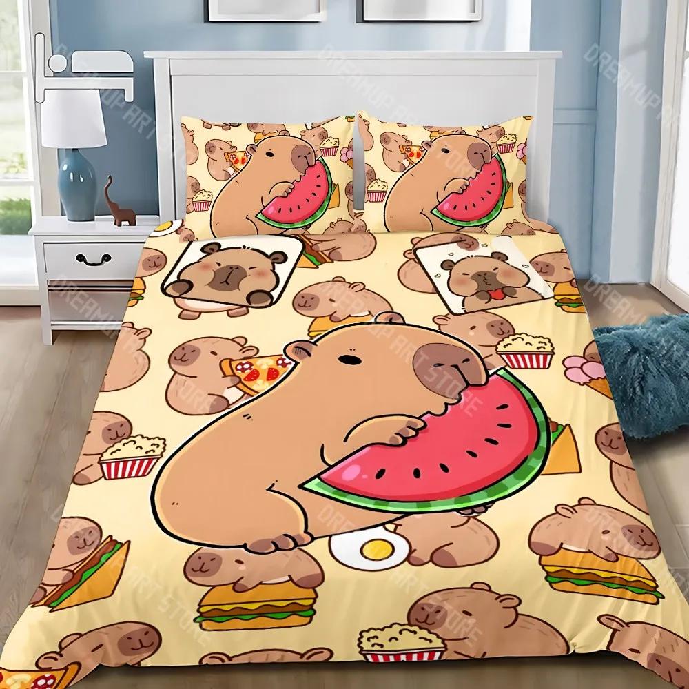 Niedliche Capybara Bettbezug Kissenbezug Bettwäscheset Erwachsene Junge Mädchen Schlafzimmerdekoration Kinder Geschenk Einzel Doppel Große Größe