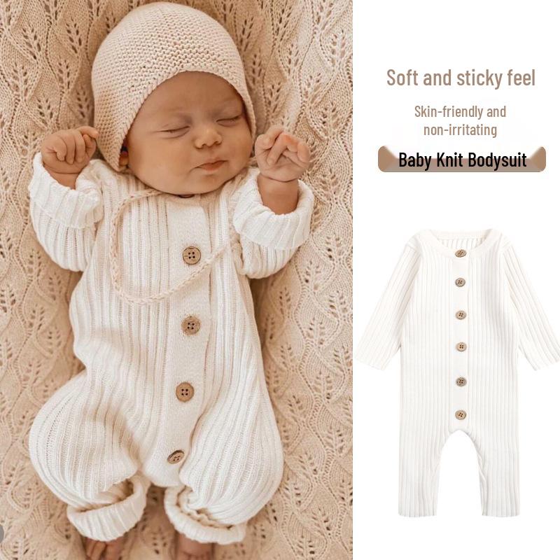 Unisex bavlněný pletený overal na jaro/podzim pro miminka