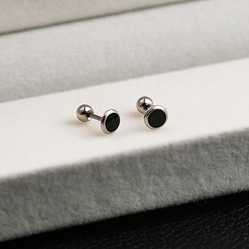 Stainless Steel Geometric Black Cross Earrings: Simple, Versatile Love Heart Design with Drip Oil Finish for Women.