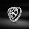 Tree of Life Adjustable Ring Stainless Steel Finger Rings Vintage Amulet Jewelry Anniversary Gifts for Women Men