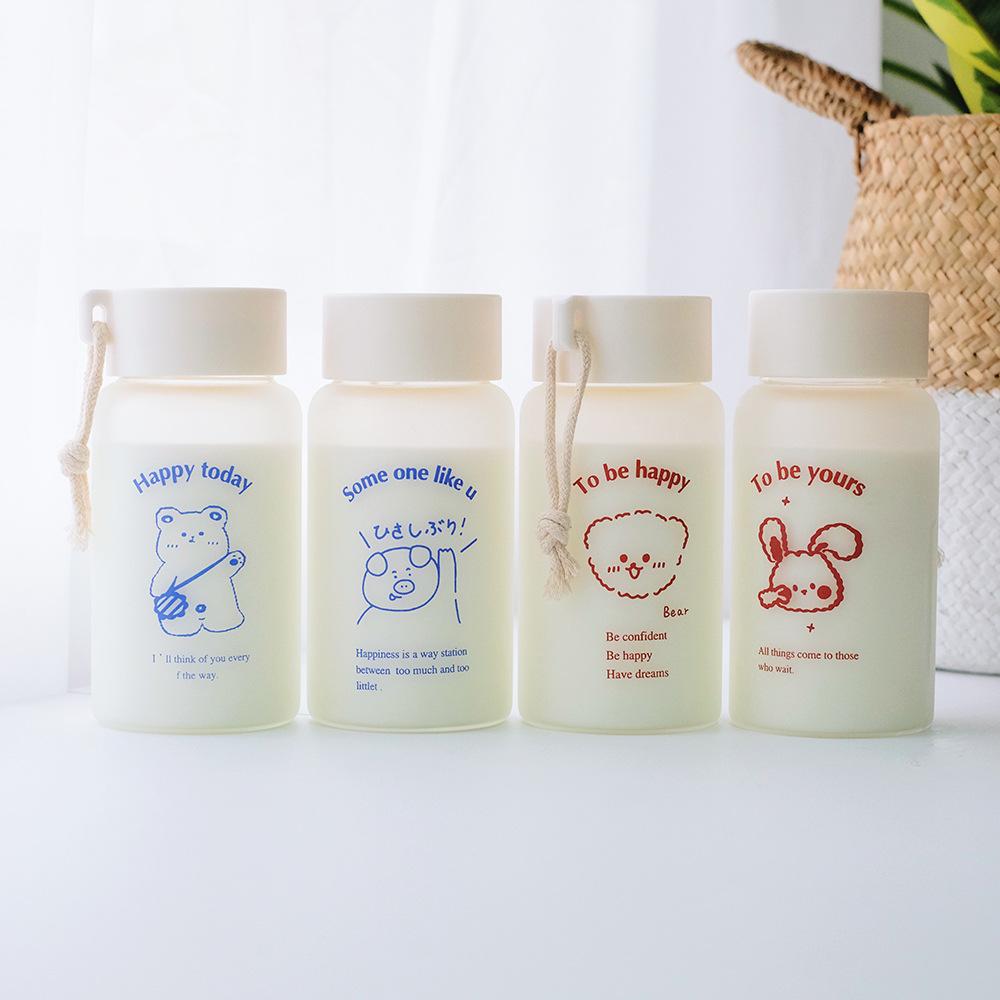 New Style Cartoon Frosted Glass Cup Portable Outdoor Creative Milk Cup Borosilicate Glass Tumbler less