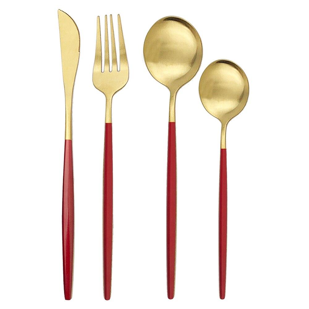 Золотий матовий посуд Столовий посуд Набір столових приборів Столовий набір з нержавіючої сталі Ніж Виделка Ложка Набір столового посуду Кухонні аксесуари