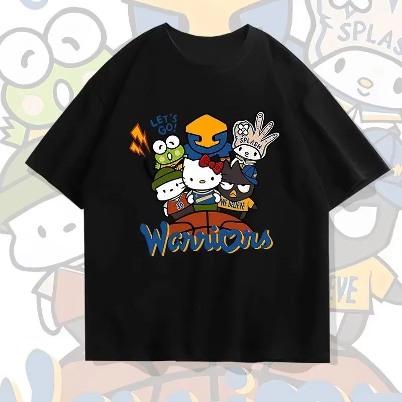 Warriors Hello Kitty Friends Cartoon Graphic T-shirt M
