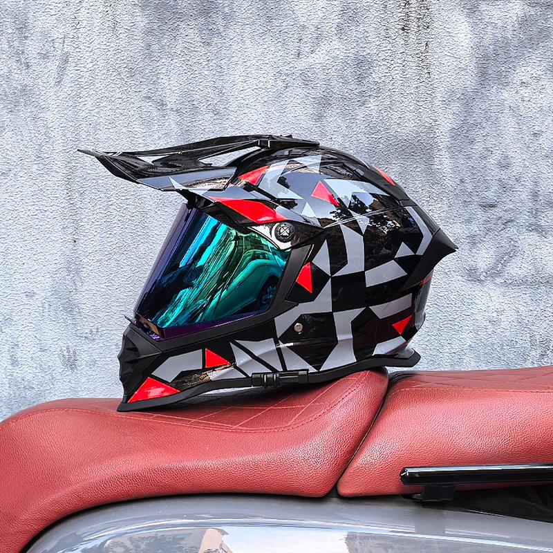 Adult Motocross Helmet Full Face Cross Helmet with 800 Off Road Helmets Dot Authentication Dual Lens Matching