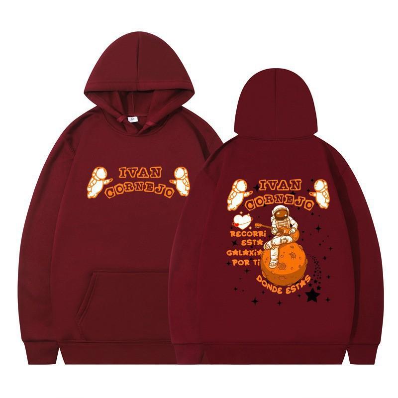 Unisex Hooded Sweatshirt With Astronaut Print Loose Fit Casual Sportswear Men Women Teens