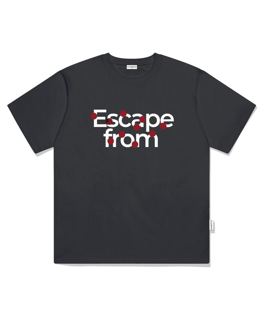 ESCAPEFROM Logo Ladybug Print Oversized Short Sleeve T-Shirt Charcoal