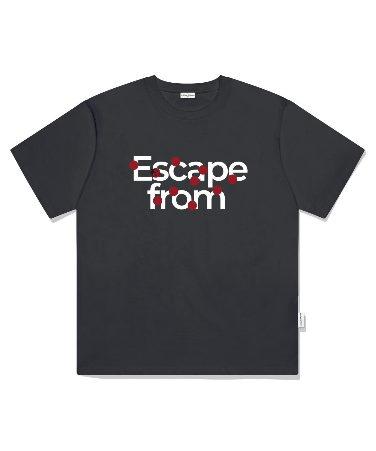 Escape From Logo Ladybug Print Oversized Short Sleeve T-Shirt Charcoal L