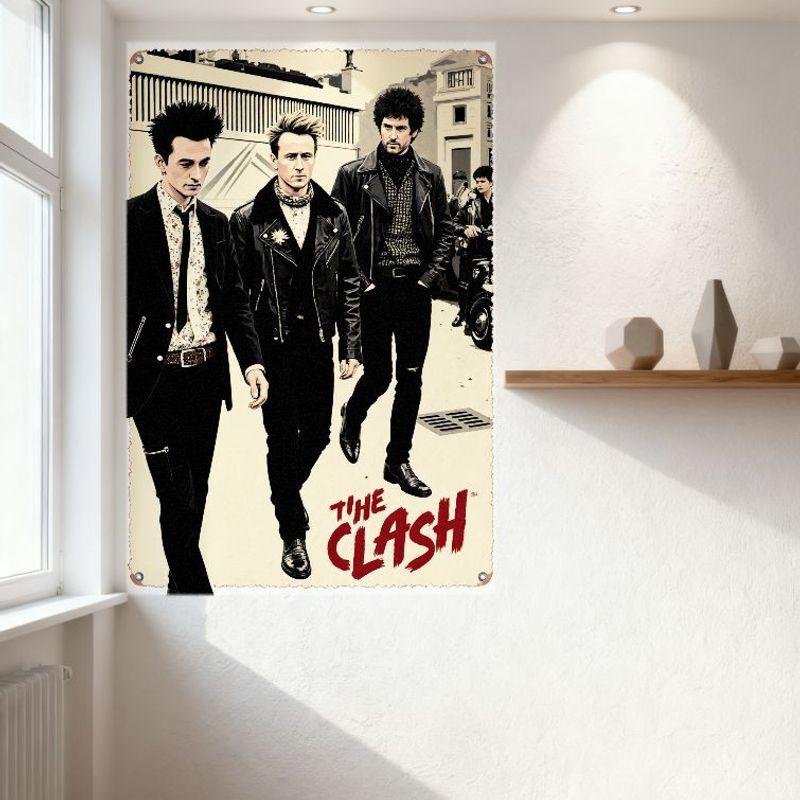 The Clash Punk Rock Metal Tin Sign Band Members City Street Aesthetic Wall Decor for Man Cave Bar Cafe Home Pub Art Decoration