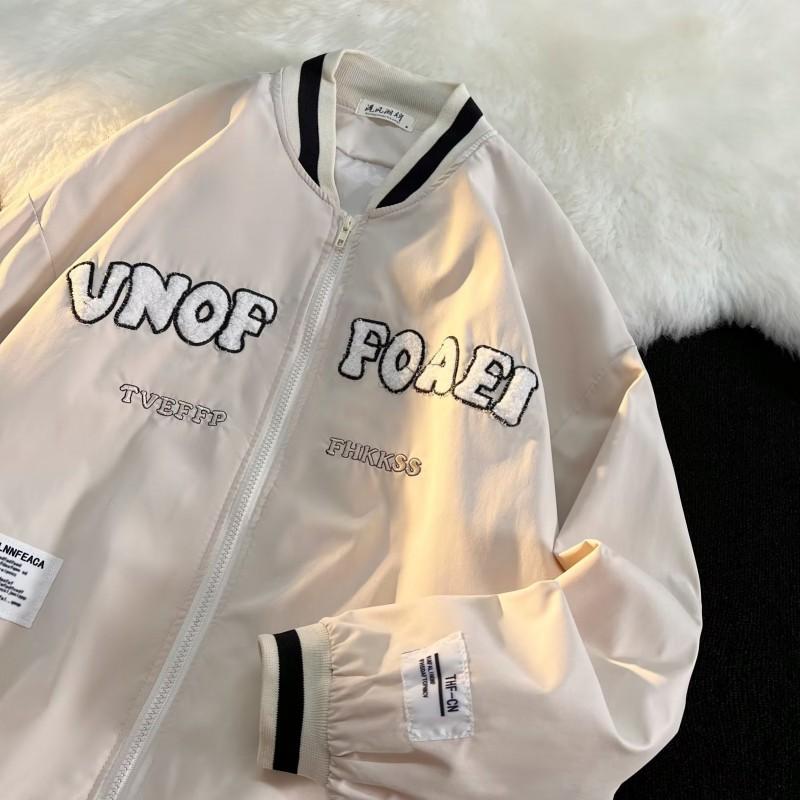 Unisex Vintage Baseballjacke Übergroß Lässiger Bombermantel Herbst Lockerer Schnitt Studenten Streetwear