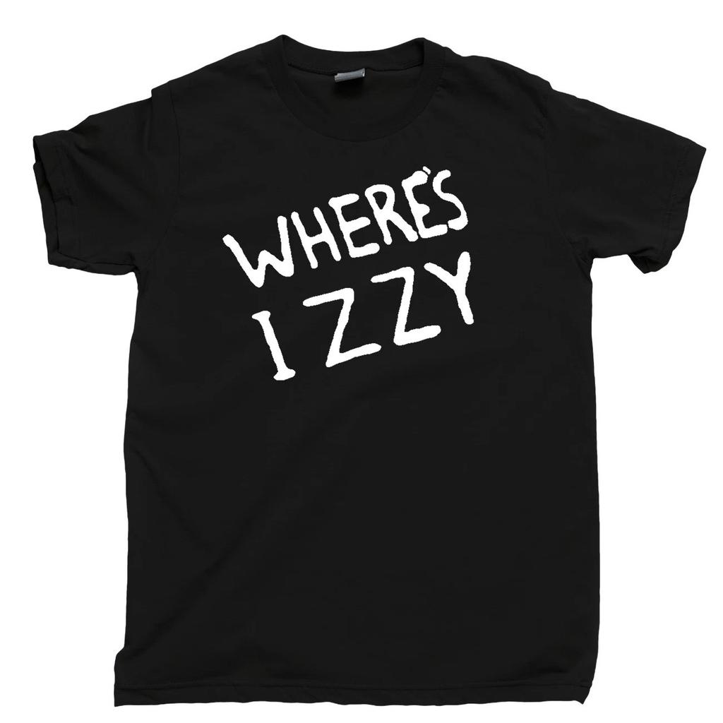 Wheres Izzy Funny Text Graphic Black Novelty T shirt