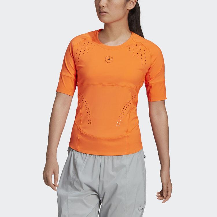 Adidas Smc Truepur Tee Mesh Fabric Round Neck Short Sleeve T-Shirt Breathable Casual Sports Daily Top Women Orange FU6239