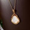 S925 Sterling Silver Mother-of-Pearl Buddha Pendant Necklace - Chinese Style Classic Clavicle Chain (X136)