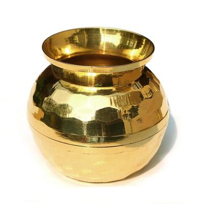 Indien Diamantschliff Messing Lota für Puja | Messing Kalash, 1000 ml, 1 Stück (5,5 Zoll - Gold)