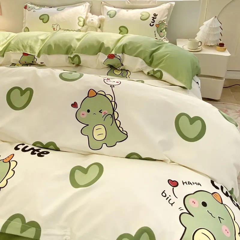 Girls Boys Gift Bedding Set Cute Bear Duvet Cover Set With Zipper Pink Heart Bed Sheet Pillowcases No Filler Twin Queen Size