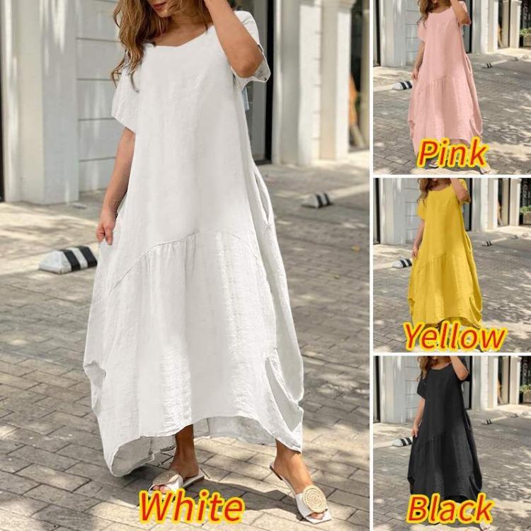 Summer Long Dress Cotton Linen Loose Large Size Literary Style Spring