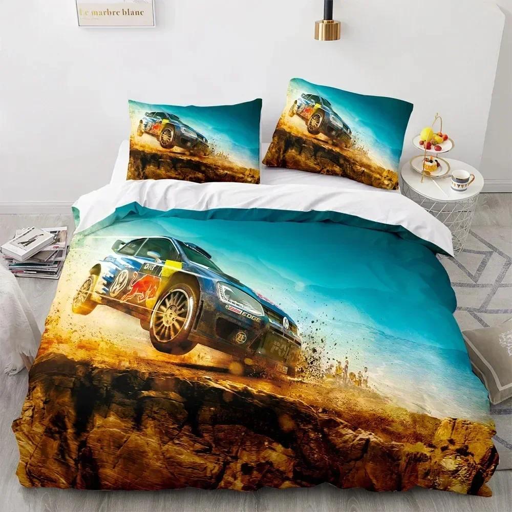 Sports Car King Queen Duvet Cover Cool Colorful Supercar Pattern Bedding Set for Men Adult Race Car 3D Polyester Quilt Cover