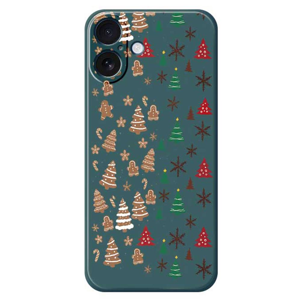 For iPhone 17 Case Christmas Tree Gingerbread Pattern Printing Straight Edge TPU Phone Back Cover