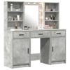 LED Makeup Table Set with Door 3 pcs Concrete Grey Particleboard