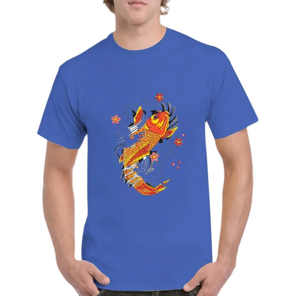 2023 Sommer-Paar-Rundhalsausschnitt, kurzärmeliges Herren- und Damenoberteil, lockerer Koi-Aufdruck, bequemes, schnell trocknendes T-Shirt mit Rundhalsausschnitt