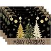 4/6pcs Set Black Christmas Tree Seasonal Winter Holiday Placemats Suitable for Home Kitchen Dining Room Gatherings Indoor And Outdoor Decoration 12X18