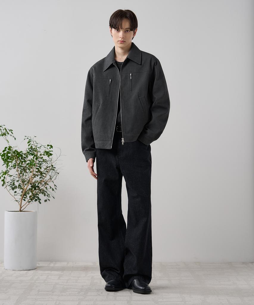 Draw Fit Fade-Dyed Cotton Blouson Jacket [Charcoal]
