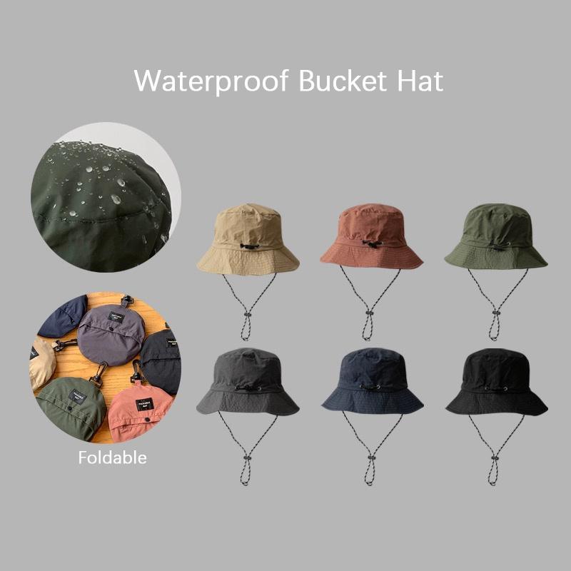 Foldable Waterproof Bucket Hat Packable Uv Protection Summer Hats Adjustable Beach Hat With Chin Strap