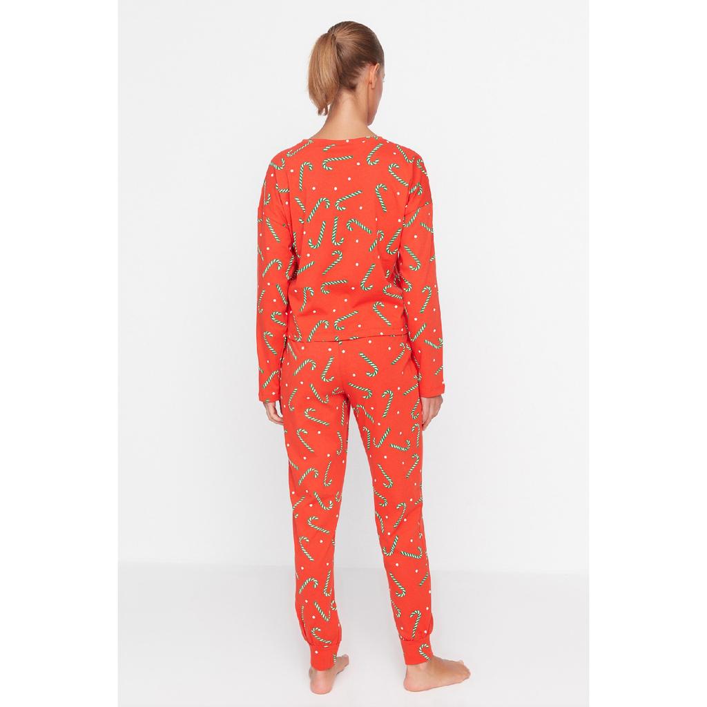 Set de pijamale tricotate cu imprimeu de Anul Nou bleumarin Thmaw21pt0771