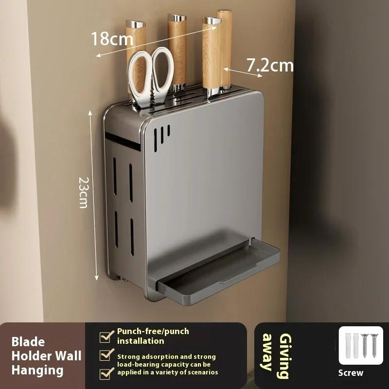 Estante Montado en Pared Estante de Almacenamiento para Especias Accesorios de Cocina Estante Soporte para Cuchillos de Cocina Colgador Estante Organizador de Estantes